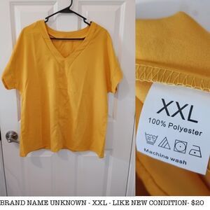 Vibrant Yellow V-Neck Top - XXL